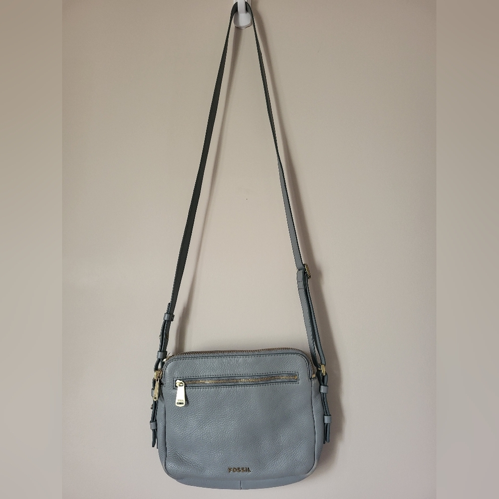 Fossil Baby Blue Leather Crossbody Bag